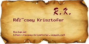 Récsey Krisztofer névjegykártya